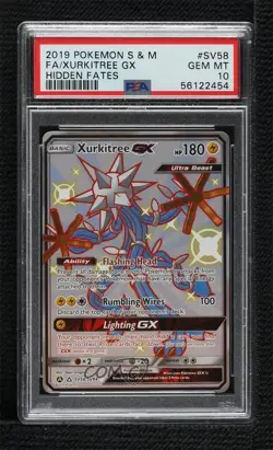 Shiny - Xurkitree GX Pokemon Sun & Moon Hidden Fates Vault PSA 10 GEM MT - Image 1