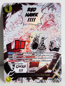 Gum-Gum Fire-Fist Pistol Red Hawk OP11-114 (Alt Art) ONE PIECE CARD - NM - Image 1