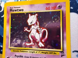 Swirl!! 🌀 Pokemon Mewtwo 10/130 Base Set 2 Holo MP Card - Image 2