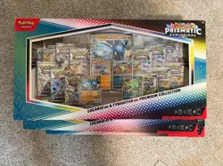 3X Pokemon Prismatic Evolutions Lucario Tyranitar EX Premium Collection Sealed - Image 1