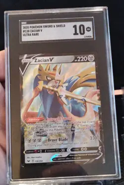 2020 Pokemon Sword And Shield Base 138 Zacian V SGC Gem Mint 10 Ultra Rare - Image 1
