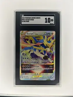 2023 Pokemon Crown Zenith Zacian Vstar Ultra Rare SGC 10 - Image 1