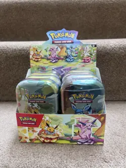 Pokemon Prismatic Evolutions Sealed Full Art Mini Tins - Unsealed Display Case - Image 1