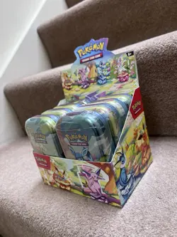 Pokemon Prismatic Evolutions Sealed Full Art Mini Tins - Unsealed Display Case - Image 3