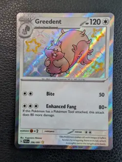 Greedent - 206/091 Paldean Fates (Pokemon) Shiny Holo Rare - Image 1