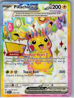 Pikachu ex 219/191 SV08: Surging Sparks - Pokemon Card - NM - Image 1