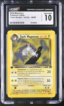 CGC 10 GEM MINT Dark Magneton Team Rocket 1st Edition 28/82 Pokemon Card - Image 1