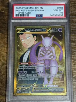 Team Rockets Mewtwo EX Hyper Rare Card 240/182 SV10 Destined Rivals PSA 10 - Image 1