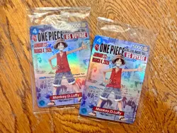 Bandai Namco One Piece Card Game Monkey D. Luffy US Voyage Holo Promo Lot of 2 - Image 1