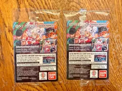 Bandai Namco One Piece Card Game Monkey D. Luffy US Voyage Holo Promo Lot of 2 - Image 2