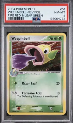 Pokemon Weepinbell EX Fire Red & Leaf Green Reverse Holo #51 PSA 8 - Image 1