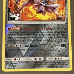 SM Cosmic Eclipse Solgaleo 142/236 Reverse Holo Pokemon Club League Play! Stamp - Image 3