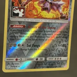 SM Cosmic Eclipse Solgaleo 142/236 Reverse Holo Pokemon Club League Play! Stamp - Image 4