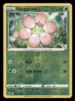 Exeggcute SWSH09: Brilliant Stars #001/172 Common Reverse Holo Pokemon LP - Image 1