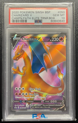 2020 Pokemon SWSH Black Star Promo Champion's Path Charizard V PSA 10 - Image 1