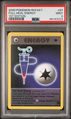 2000 Pokemon Team Rocket 1st Edition Full Heal Energy 81/82 PSA 9 Mint - Image 1