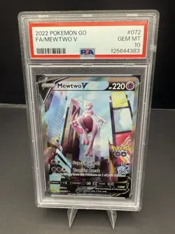 2022 Pokemon SWSH Pokemon GO Mewtwo V #072/078 PSA 10 - Image 1