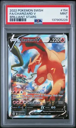 2022 Pokemon Brilliant Stars Charizard V Full Alternate Alt Art #154/172 PSA 9 - Image 1