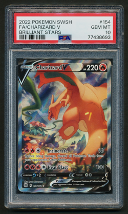 Charizard V 154/172 Full Art Ultra Rare Holo Pokemon 2022 Brilliant Stars PSA 10 - Image 1