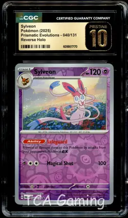 CGC 10 PRISTINE Sylveon 040/131 REVERSE HOLO Pokemon Card 170 - Image 1