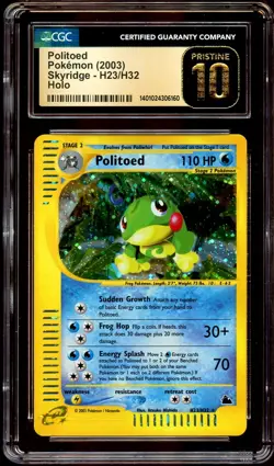 CGC 10 PRISTINE Politoed H23/H32 HOLO RARE Skyridge Pokemon Card 160 - Image 1
