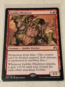 mtg Goblin Piledriver, rare goblin from Magic Origins, slight play - Image 1