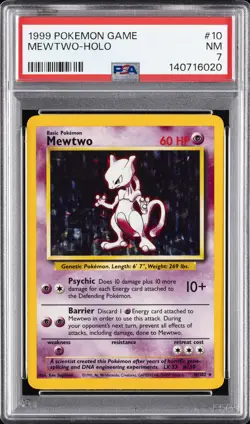 1999 POKEMON GAME #10 MEWTWO-HOLO PSA 7 - Image 1