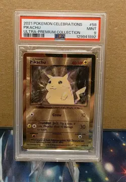 2021 Gold Metal Pikachu Pokemon Celebrations Ultra Premium Collection UPC PSA 9 - Image 1