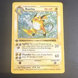 Pokemon TCG Raichu shadowless 1st Edition Holo Rare Base Set 14/102 1999 80 HP - Image 1