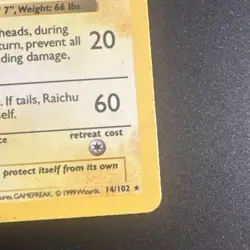 Pokemon TCG Raichu shadowless 1st Edition Holo Rare Base Set 14/102 1999 80 HP - Image 5