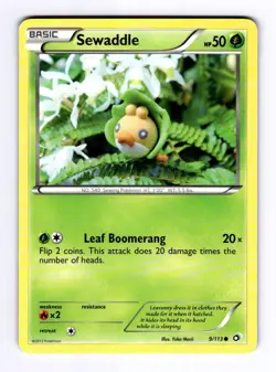 Sewaddle (9) Legendary Treasures #9 (2013) Common NM Pokemon - Image 1