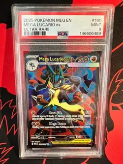 2025 POKEMON MEG EN-MEGA EVOLUTION ULTRA RARE #160 MEGA LUCARIO EX PSA 9 - Image 1