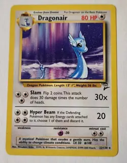 Dragonair 22/130, Base Set 2, Non Holo Rare, Pokemon TCG, WOTC, Vintage 2000, LP - Image 1