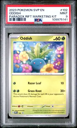 Pokemon TCG Oddish Pokemon Svp En-Sv Black Star Promo 102 PSA 9 - Image 1