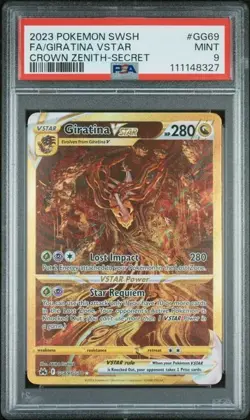 PSA 9 Giratina Vstar Gg69/gg70 Secret Sword Shield Crown Zenith Pokemon - Image 1