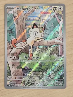 Pokemon TCG Meowth Phantasmal Flames Illustration Rare 106/094 Holo 70 HP Eng - Image 1