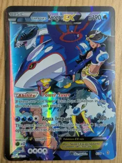 2015 Pokemon XY Double Crisis Full Art Team Aqua's Kyogre EX 6/34 Holo Foil Dmg - Image 1