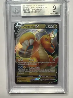 Pokemon TCG Dragonite v SWSH154 Black Star Promo Ultra Rare Card Beckett 9 - Image 1