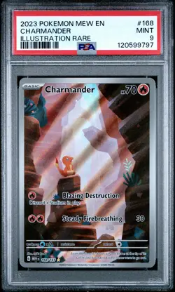 2023 POKEMON MEW EN-151 ILLUSTRATION RARE #168 CHARMANDER PSA 9 - Image 1