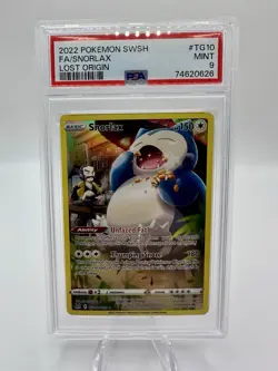 2022 Pokemon Lost Origin Snorlax Full Art TG10 PSA 9 - Image 1