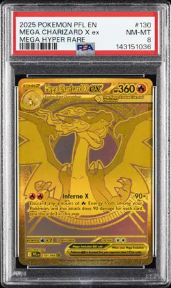 2025 POKEMON PFL EN-PHANTASMAL FLAMES MEGA HYPER RARE MEGA CHARIZARD X EX PSA 8 - Image 1