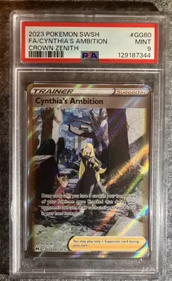 Cynthia's Ambition GG60/GG70 Full Art PSA 9 Pokemon Crown Zenith 2023 - Image 1