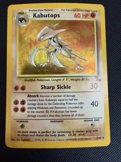 Kabutops - Fossil 9/62 Holo Rare 1999 Pokemon TCG Vintage WOTC MP - Image 1