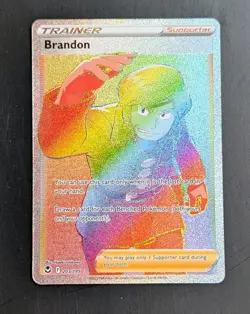 Pokemon Card Brandon 203/195 Silver Tempest Rainbow Rare Near Mint - Image 1
