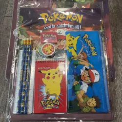 VTG 1999 Binder Folders Pencil Case Set 3 Ring Nintendo Pokemon Pikachu NEW - Image 2