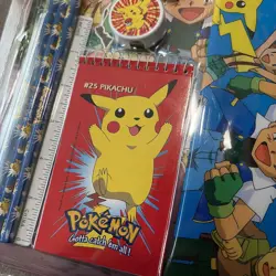 VTG 1999 Binder Folders Pencil Case Set 3 Ring Nintendo Pokemon Pikachu NEW - Image 3