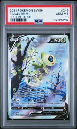 2021 Pokemon Fusion Strike Celebi V Full Alternate Alt Art #245/264 PSA 10 - Image 1