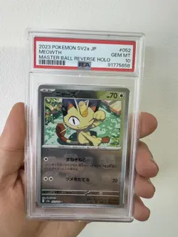 2023 Meowth Master Ball Holo 052/165 SV2a PSA 10 GEM MINT Japanese Pokemon - Image 1