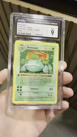 CGC 9 Venusaur 1999 Base Set 1st Edition Shadowless 15/102 Holo Pokemon Card - Image 2