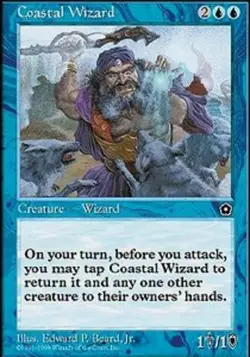 1 x Coastal Wizard - Portal Second Age - Moderate Play - MTG - Image 1